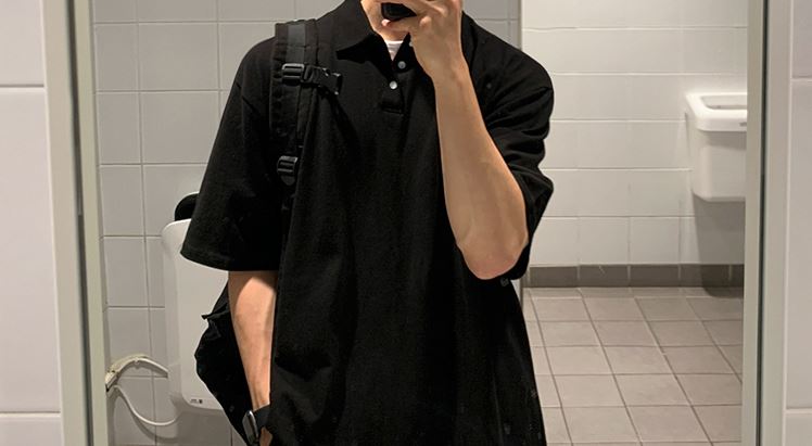 RT No. 5071 BLACK HALF SLEEVE BUTTON-UP COLLAR SHIRT