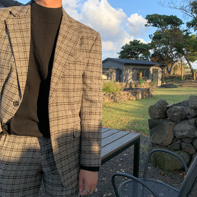 RT No. 3464 PLAID BLAZER JK & ANKLE CROPPED PANTS