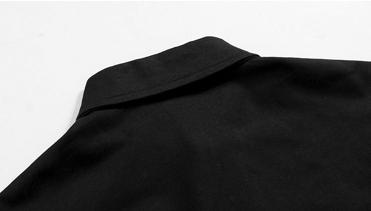 RT No. 5071 BLACK HALF SLEEVE BUTTON-UP COLLAR SHIRT