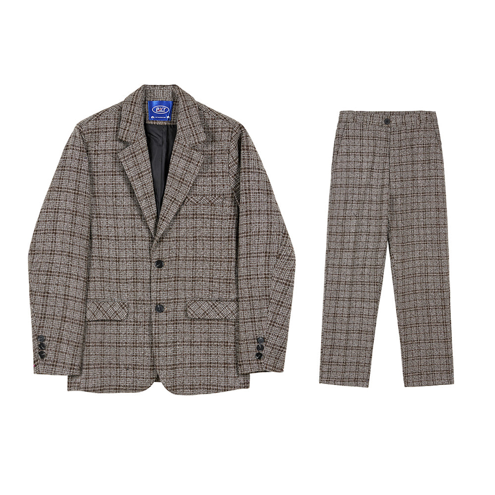 RT No. 3464 PLAID BLAZER JK & ANKLE CROPPED PANTS