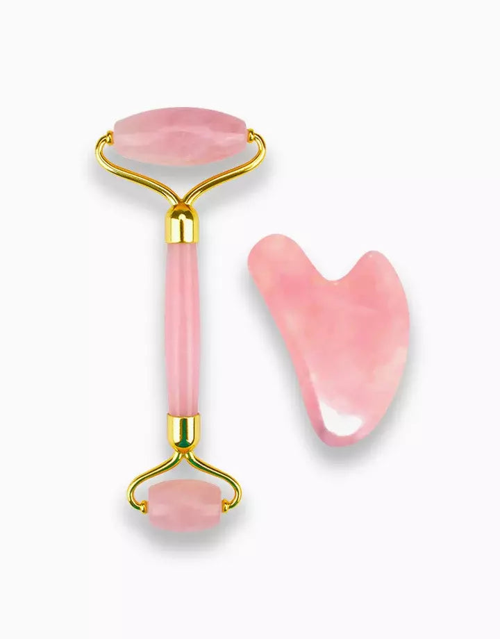 Rose Quartz Roller and Heart Gua Sha Duo Set