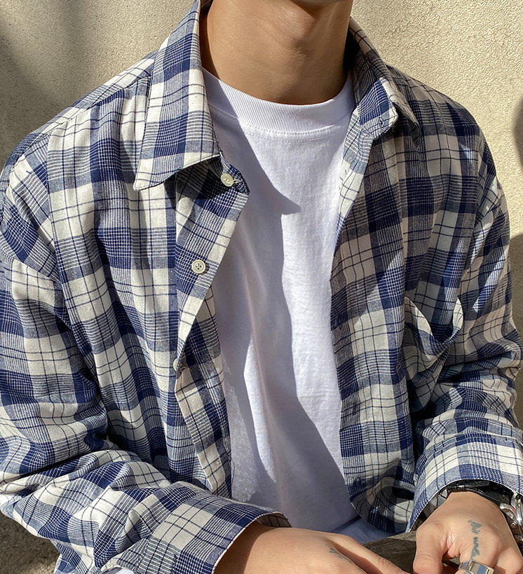 RT No. 4213 BLUE PLAID COLLAR SHIRT