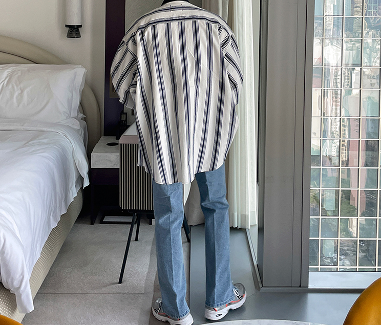 RT No. 4198 STRIPED VERTICAL TWO TONE COLLAR SHIRT