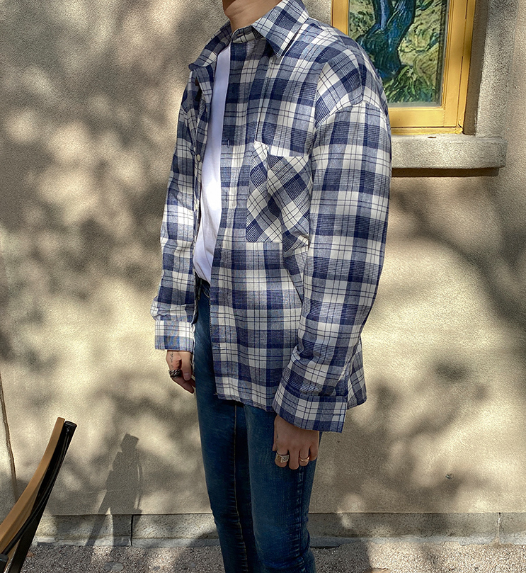 RT No. 4213 BLUE PLAID COLLAR SHIRT