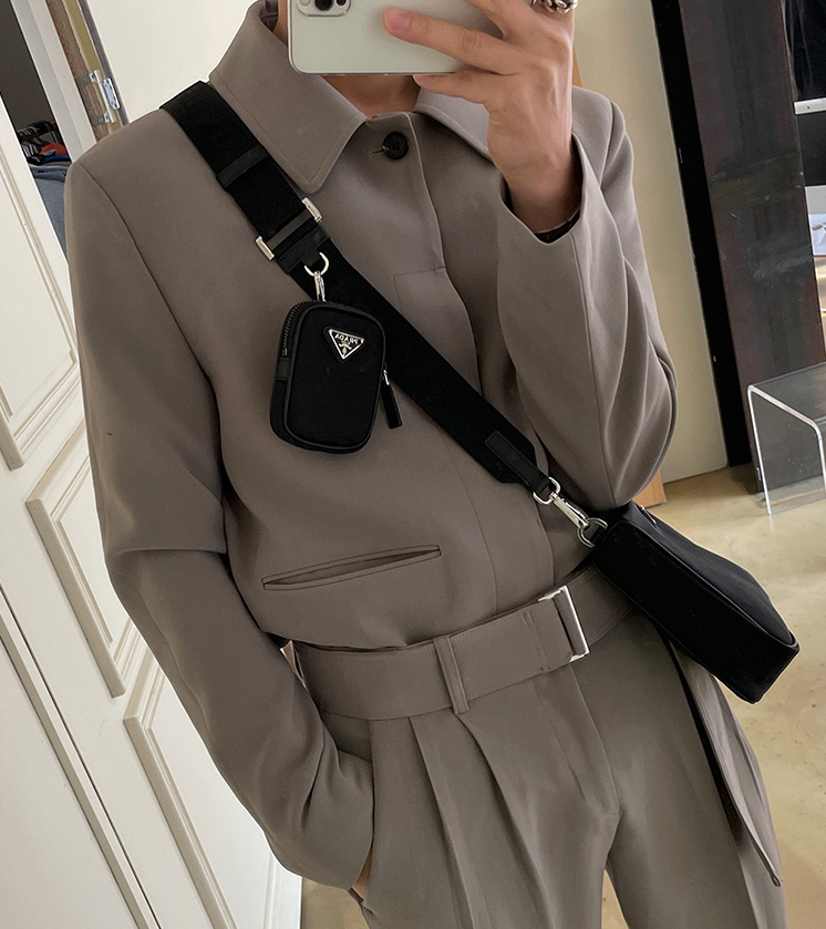 RT No. 4195 GRAY SUIT JK & WIDE PANTS