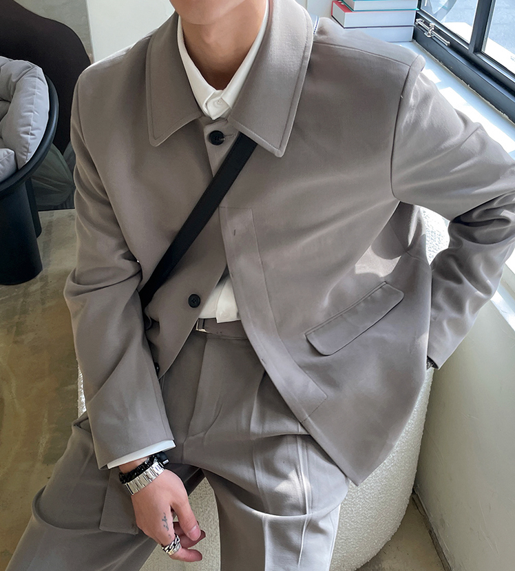 RT No. 4195 GRAY SUIT JK & WIDE PANTS