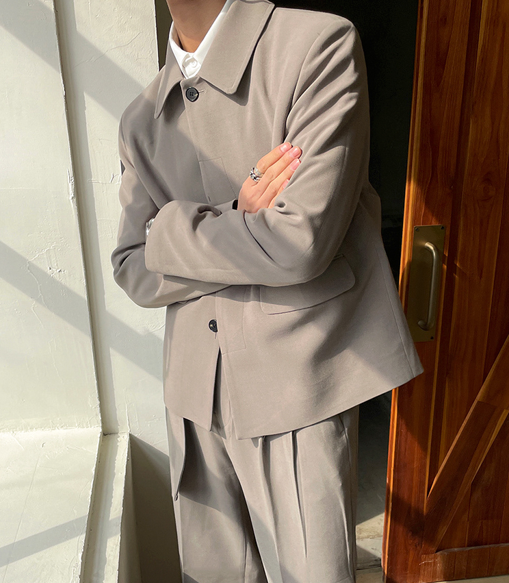 RT No. 4195 GRAY SUIT JK & WIDE PANTS