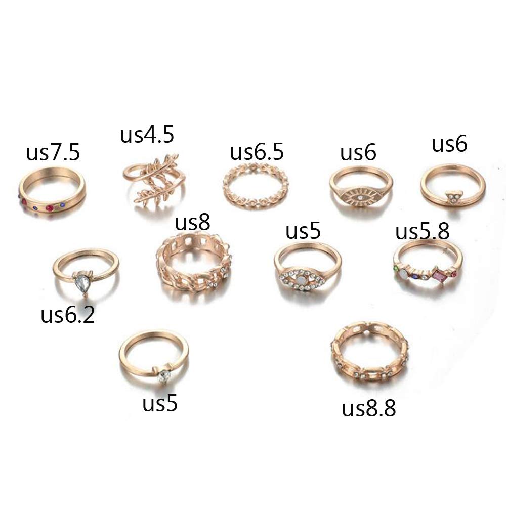 Boho Rhinestones Rings Set