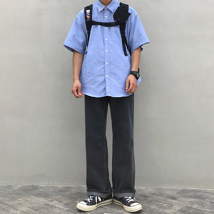 RT No. 4427 GRAY STRAIGHT WIDE JEANS