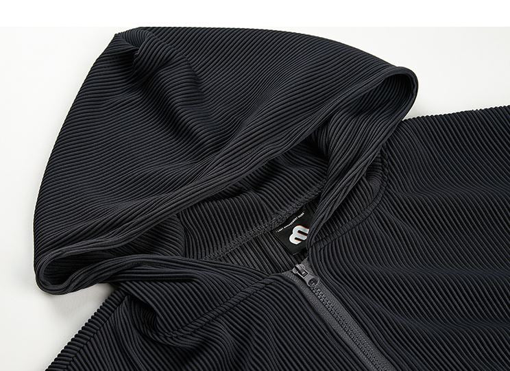 RT No. 4495 PLEATED ZIP UP HOODIE & WIDE PANTS (TOP & BOTTOM)