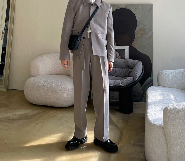 RT No. 4195 GRAY SUIT JK & WIDE PANTS