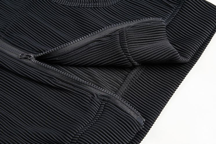 RT No. 4495 PLEATED ZIP UP HOODIE & WIDE PANTS (TOP & BOTTOM)