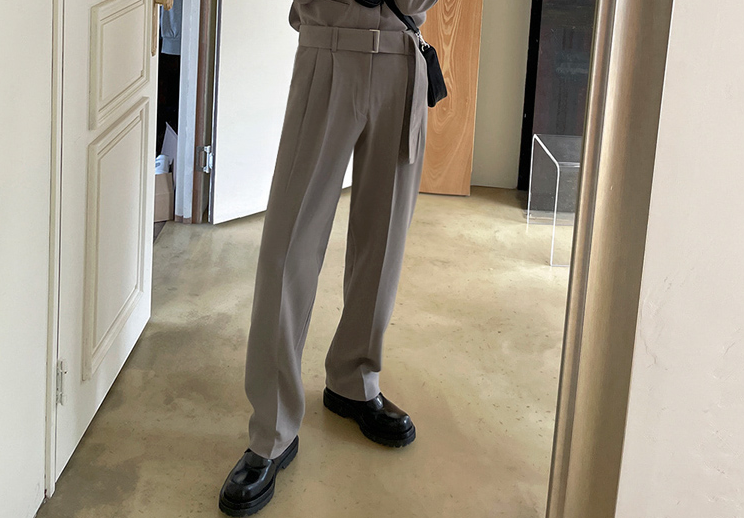 RT No. 4195 GRAY SUIT JK & WIDE PANTS