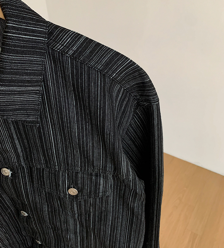 No. 4012 VERTICAL STRIPED BUTTON-UP JK & WIDE PANTS (TOP & BOTTOM)