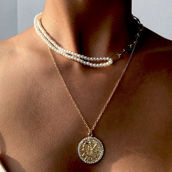 Alita Gold and Pearl Layered Necklace