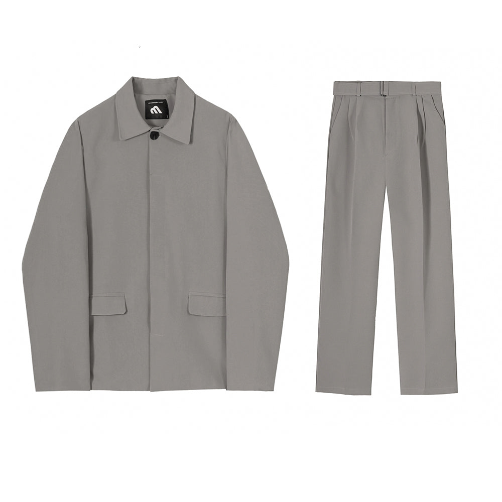 RT No. 4195 GRAY SUIT JK & WIDE PANTS