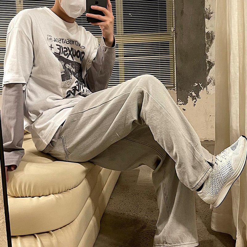 RT No. 1498 LIGHT GRAY STRAIGHT JEANS