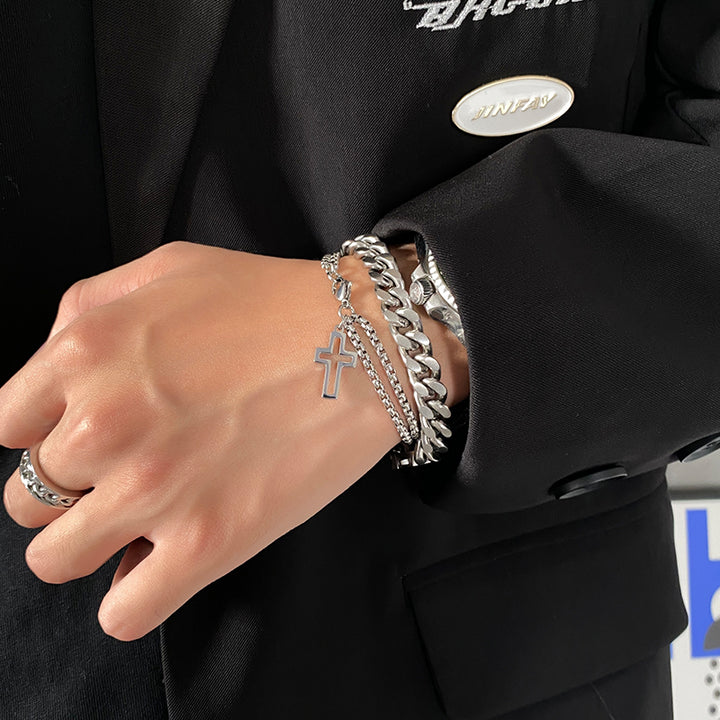 CROSS DOUBLE LAYER CHAIN BRACELET
