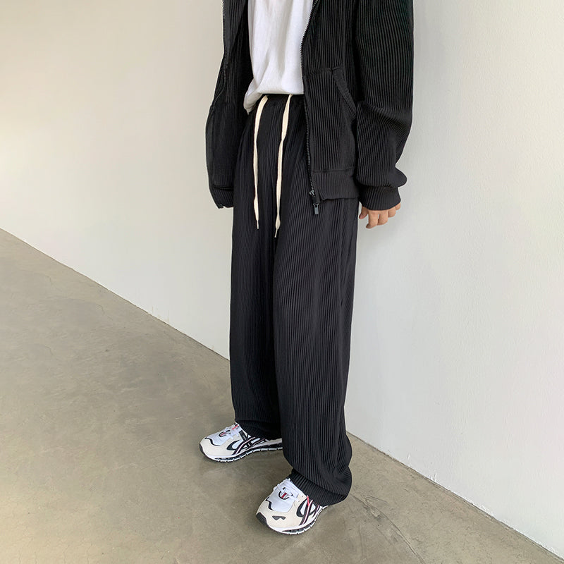 RT No. 4495 PLEATED ZIP UP HOODIE & WIDE PANTS (TOP & BOTTOM)