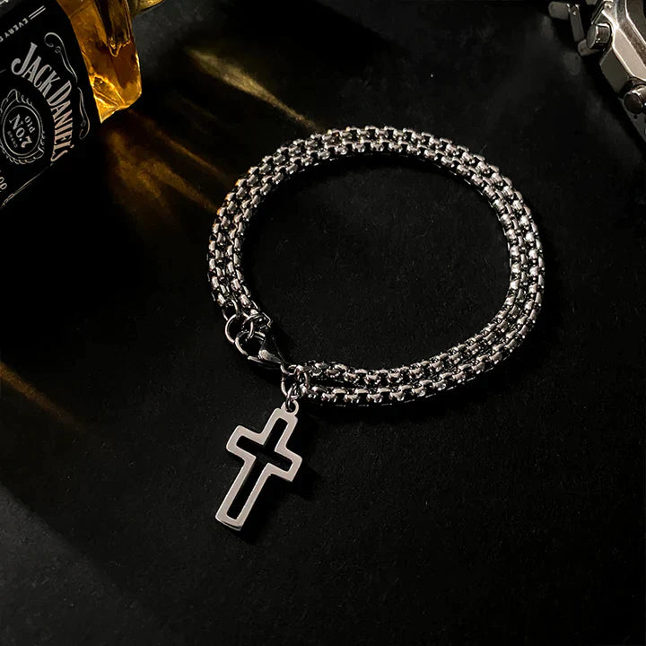 CROSS DOUBLE LAYER CHAIN BRACELET