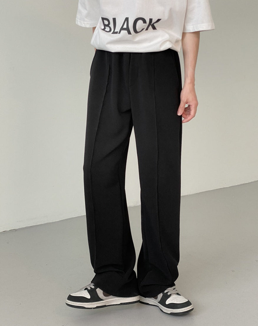 RT No. 5182 BLACK ELASTIC WAIST STRAIGHT PANTS