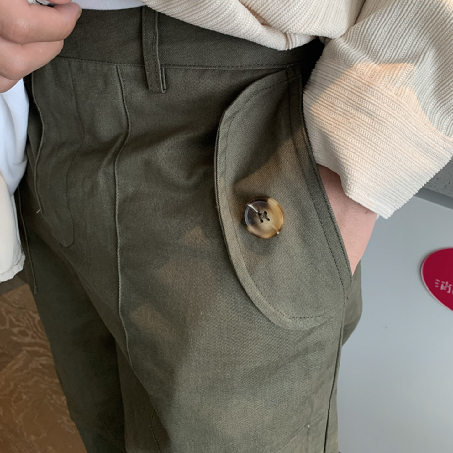 RT No. 5458 CARGO POCKET CASUAL WIDE STRAIGHT PANTS